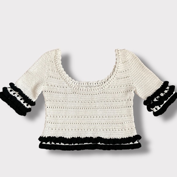 NWOT Apiece Apart New York Jute Cropped Crochet Limen-Blend Top / Sweater - Picture 5 of 7